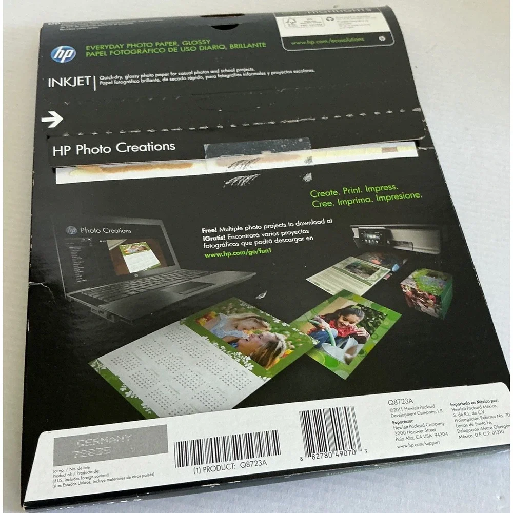 HP Everyday Photo Paper Glossy Inkjet 8.5x11 Aprox. 40 Sheets Q8723A 53lb 200gsm